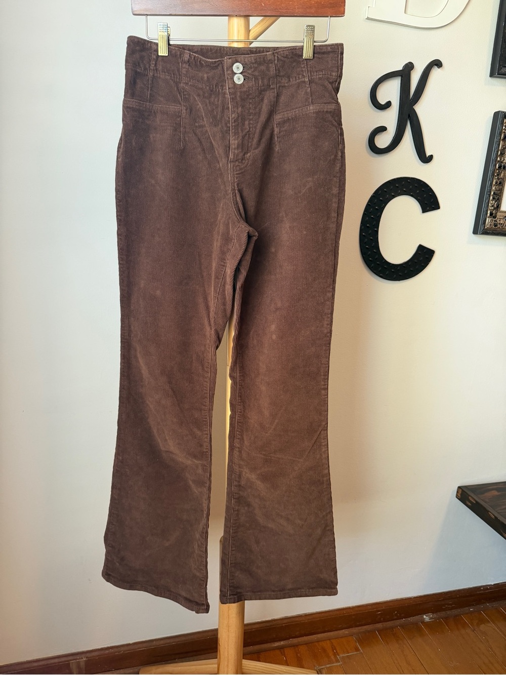Lucky Brand Stevie High Rise Flare Brown Corduroy Pants Women’s Size 29 8